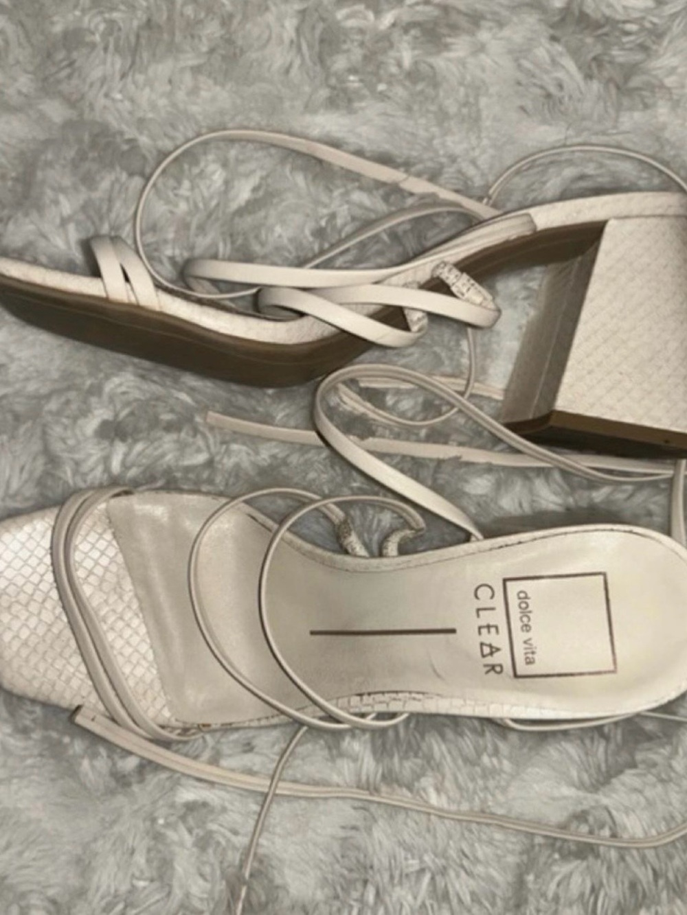 Dolce Vita Cream Strappy Square-Toe Block Heels